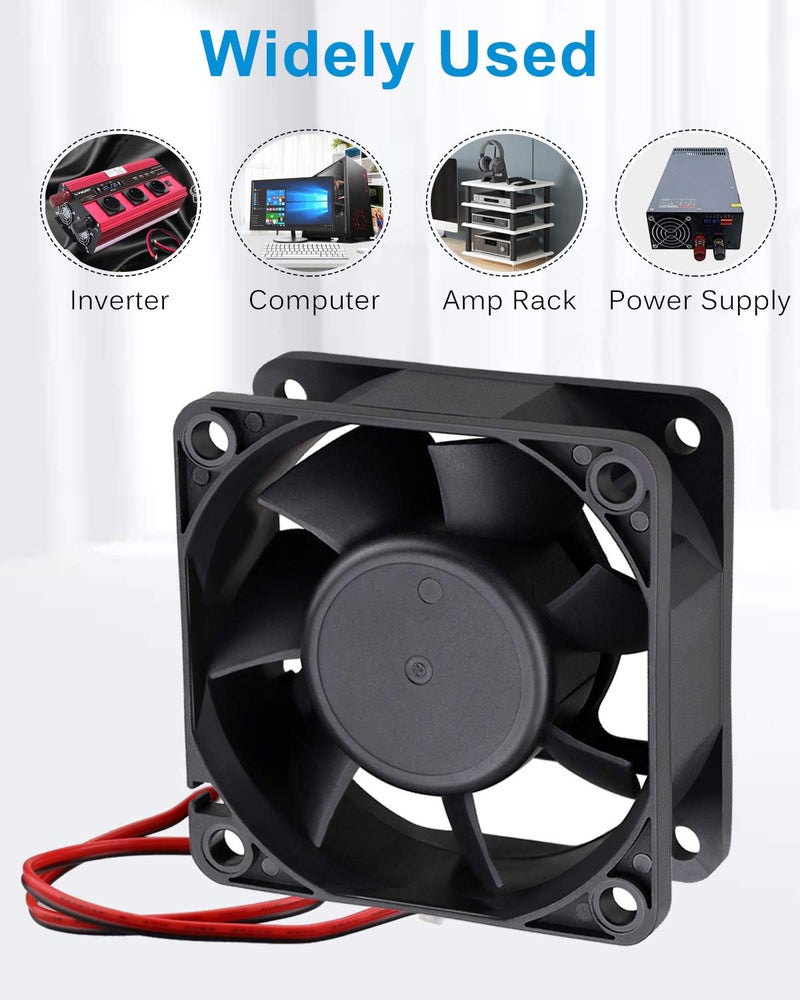 GDSTIME Dc 12V 60mm 6cm 60x60x25mm 2 Wire Brushless Cooling Fan - Image 3